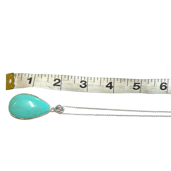 R. H. Macy Silver & Turquoise Teardrop Necklace, NWT! - Picture 5 of 6